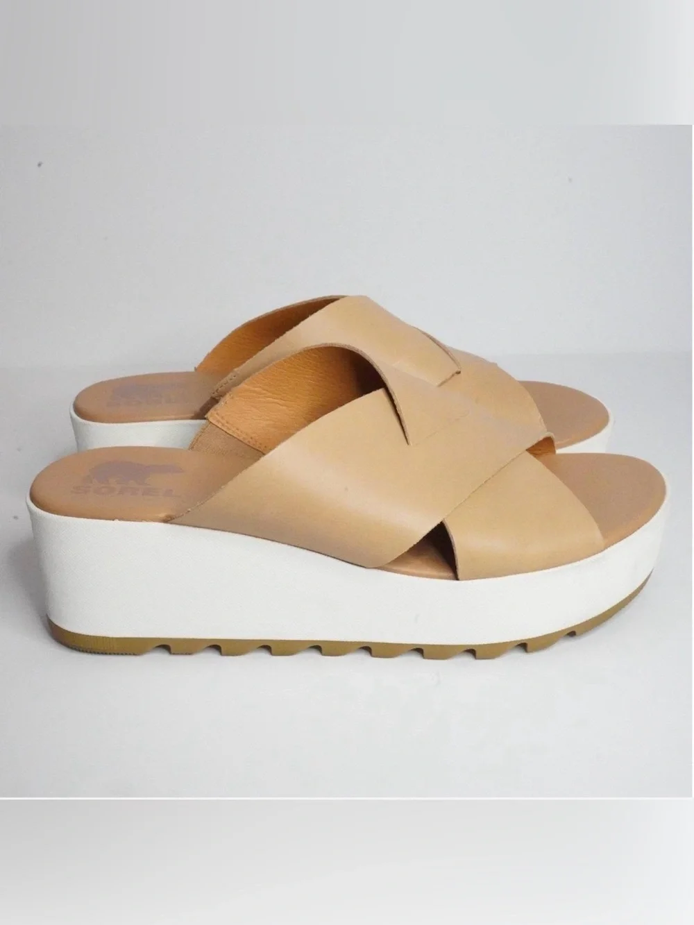 Sorel Cameron Flatform Mule Sandal Leather Size 7.5